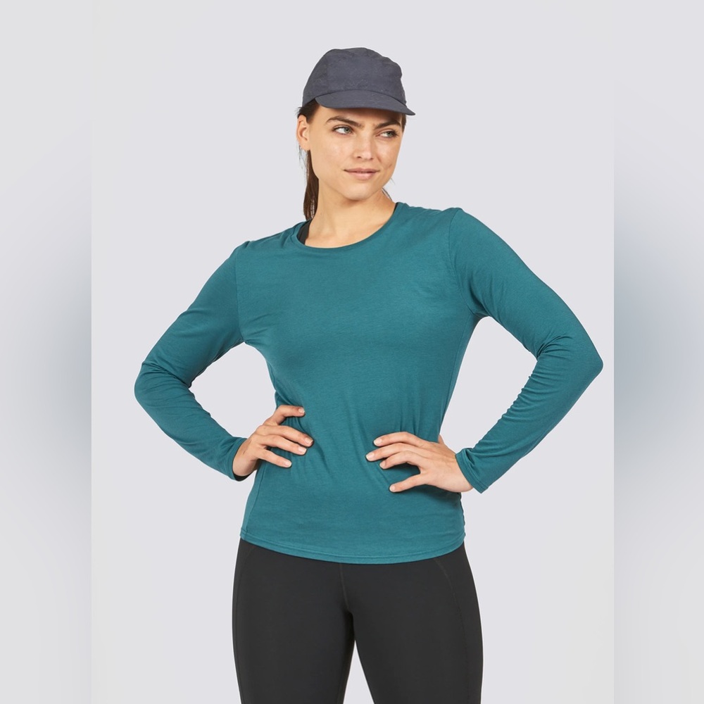 Janji Runterro Bio Long Sleeve Tee Shirt in Jasper Green, Women’s size Small - Picture 3 of 15
